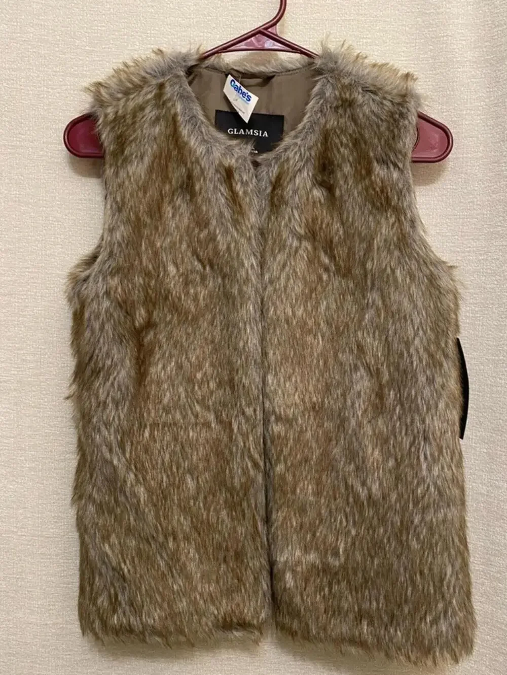 Glamsia Faux Fur Vest in Brown